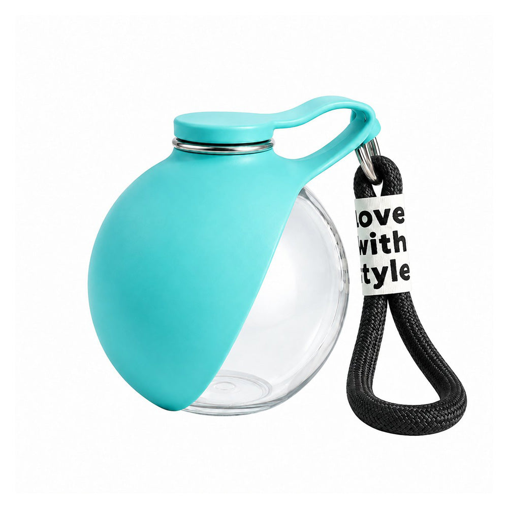 Portable 10 oz dog water bottle with integrated foldable silicone bowl
